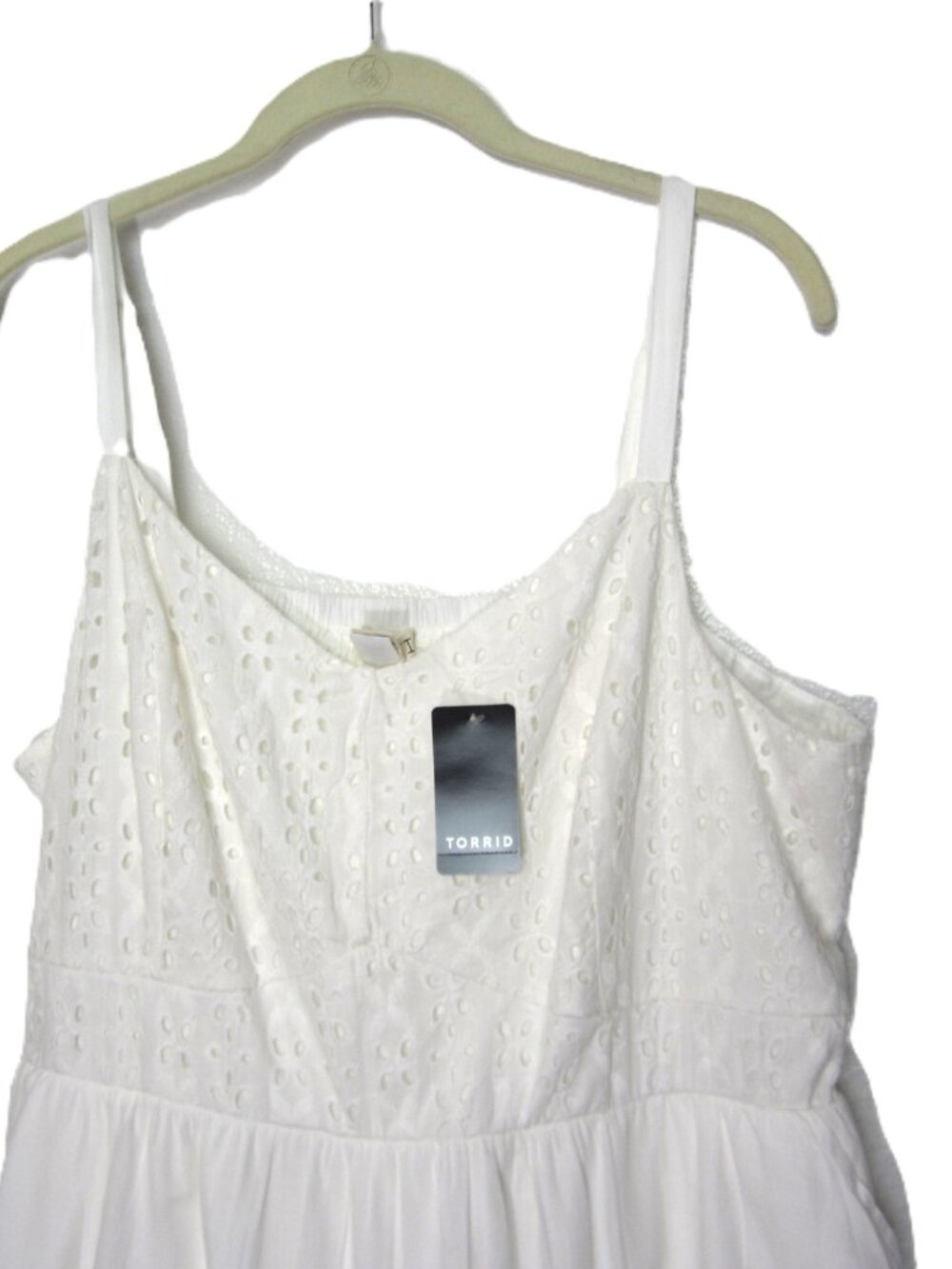 Torrid Size 2 18 20 NEW Spaghetti Strap White Eyelet Midi Dress Cotton Plus 2X - Picture 5 of 14